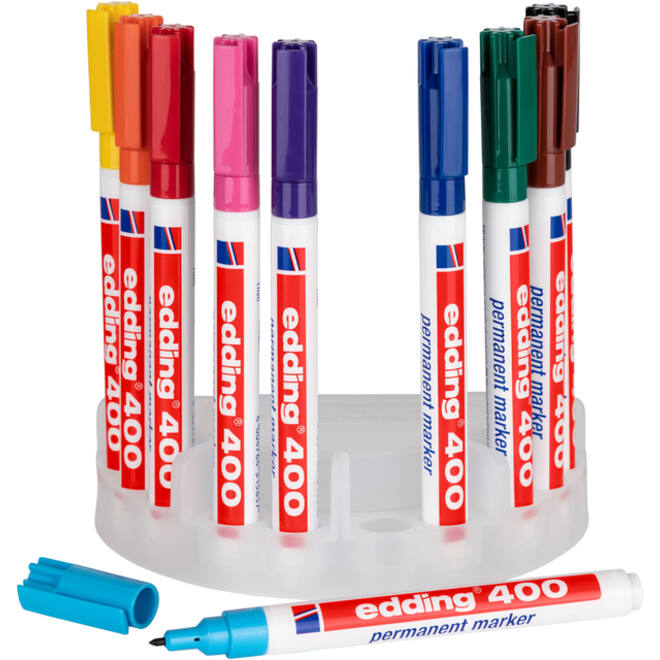 Viltstift edding 400 rond 1mm met houder assorti set à 10 stuks