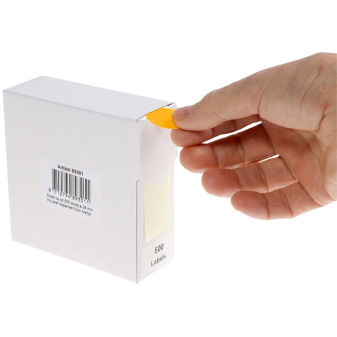 Etiket Rillprint 25mm 500st op rol fluor oranje
