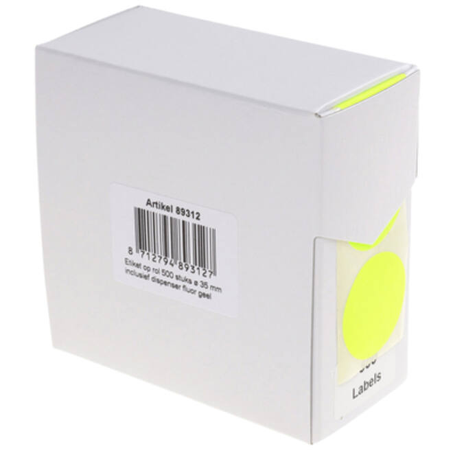 Etiket Rillprint 35mm 500st op rol fluor geel
