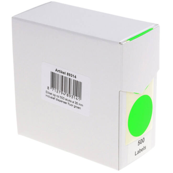 Etiket Rillprint 35mm 500st op rol fluor groen