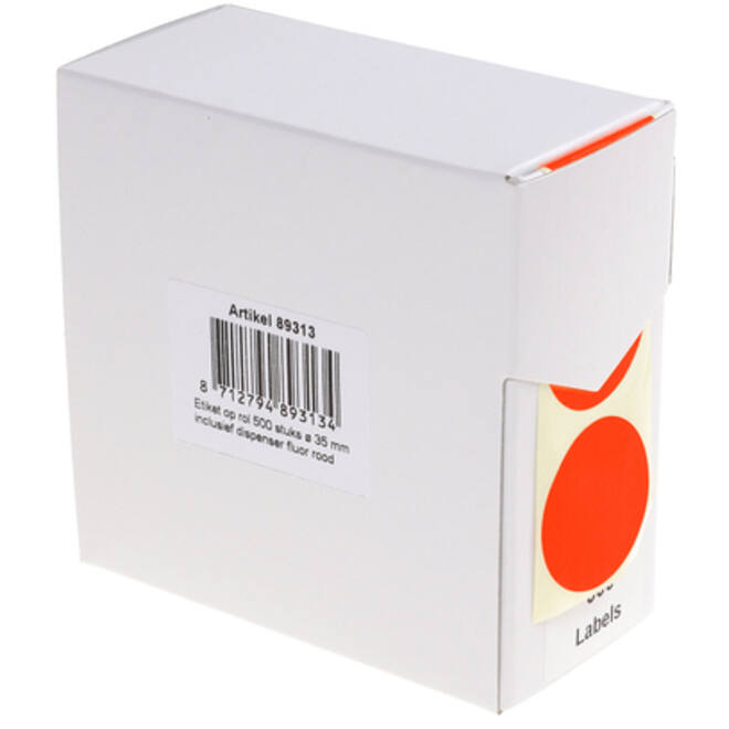 Etiket Rillprint 35mm 500st op rol fluor rood