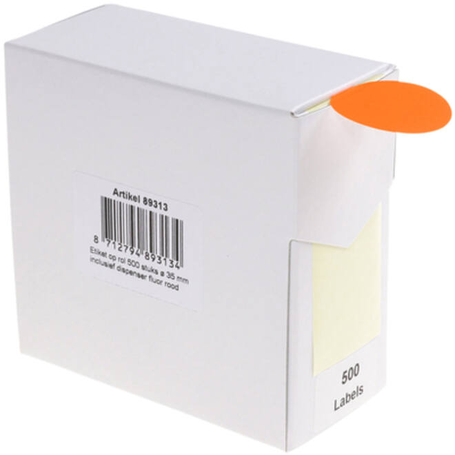Etiket Rillprint 35mm 500st op rol fluor rood