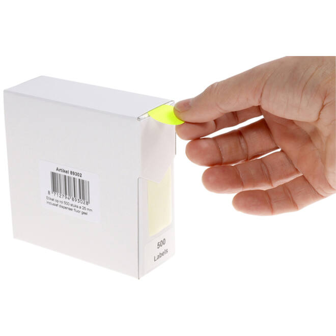 Etiket Rillprint 25mm 500st op rol fluor geel