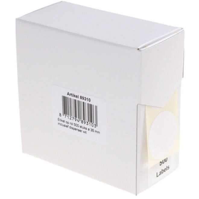 Etiket Rillprint 35mm 500st op rol wit