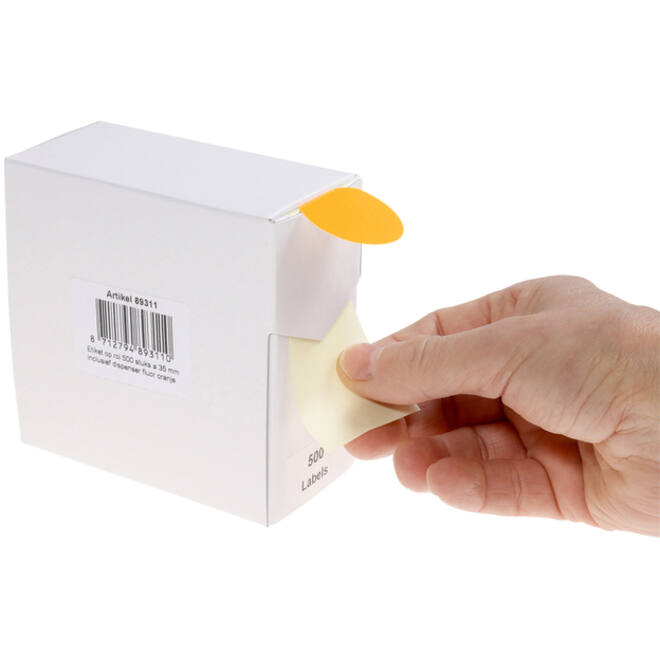Etiket Rillprint 35mm 500st op rol fluor oranje