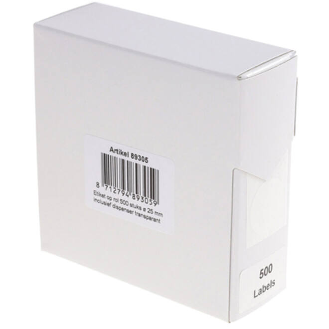 Etiket Rillprint 25mm 500st op rol transparant