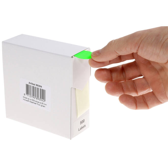 Etiket Rillprint 25mm 500st op rol fluor groen