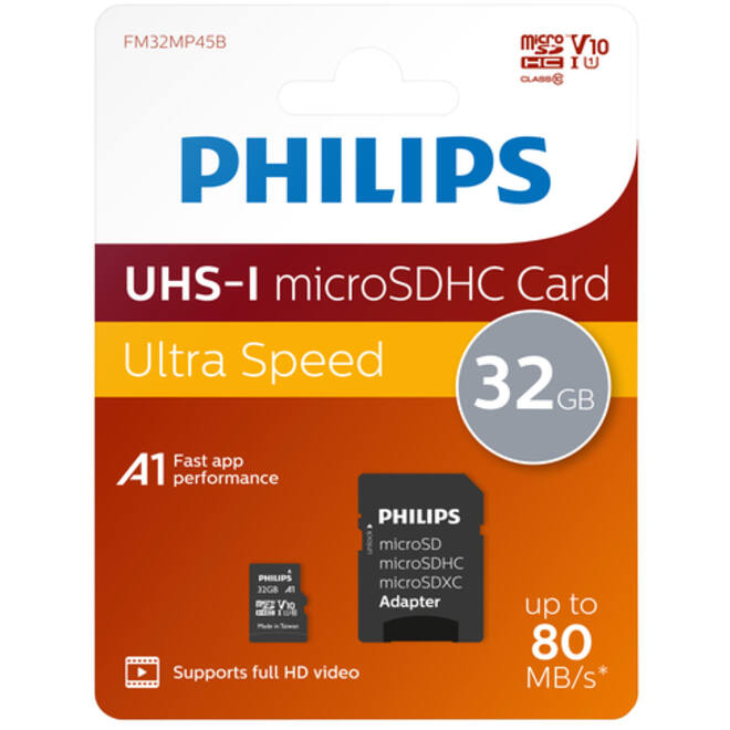 Micro SDHC Card Philips Class 10 UHS-I U1 32GB