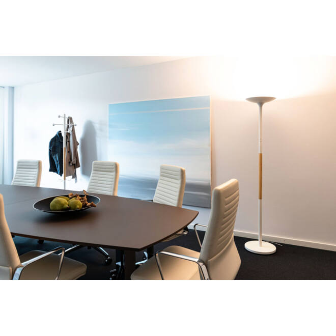 Vloerlamp Unilux Pryska led hout wit