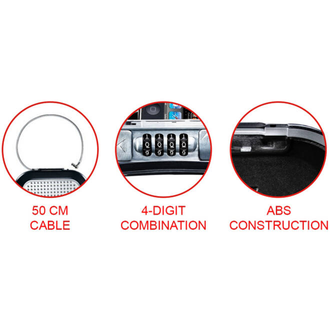 Draagbare kluis MasterLock Safe space met combinatieslot en kabel donkergrijs