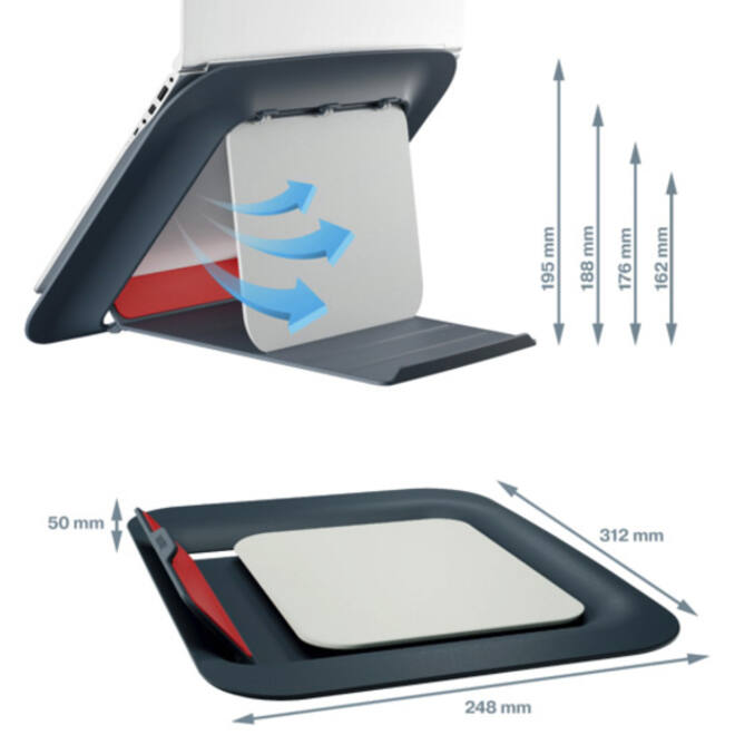 Laptopstandaard Leitz Ergo Cosy grijs