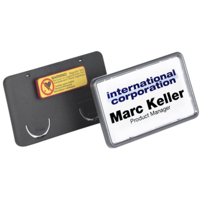 Badge Durable clip card met magneet 40x75mm zwart