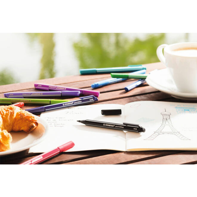 Viltstift STABILO pointMax 488/15 medium assorti etui à 15 stuks