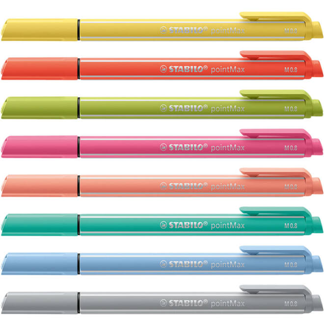 Viltstift STABILO pointMax 488/8 medium assorti pastel etui à 8 stuks