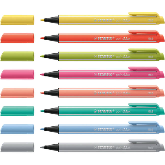 Viltstift STABILO pointMax 488/8 medium assorti pastel etui à 8 stuks