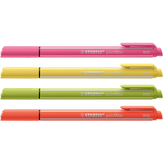 Viltstift STABILO pointMax 488/4 medium assorti pastel etui à 4 stuks