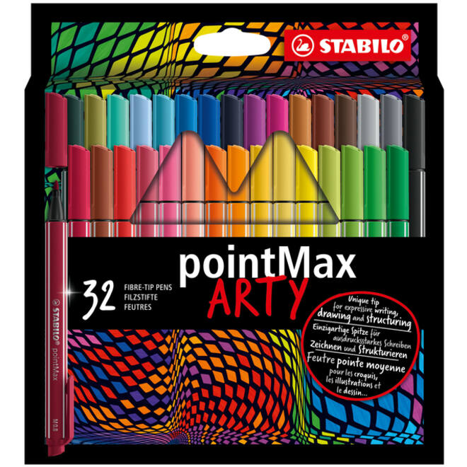 Viltstift STABILO pointMax 488/32 Arty medium assorti etui à 32 stuks