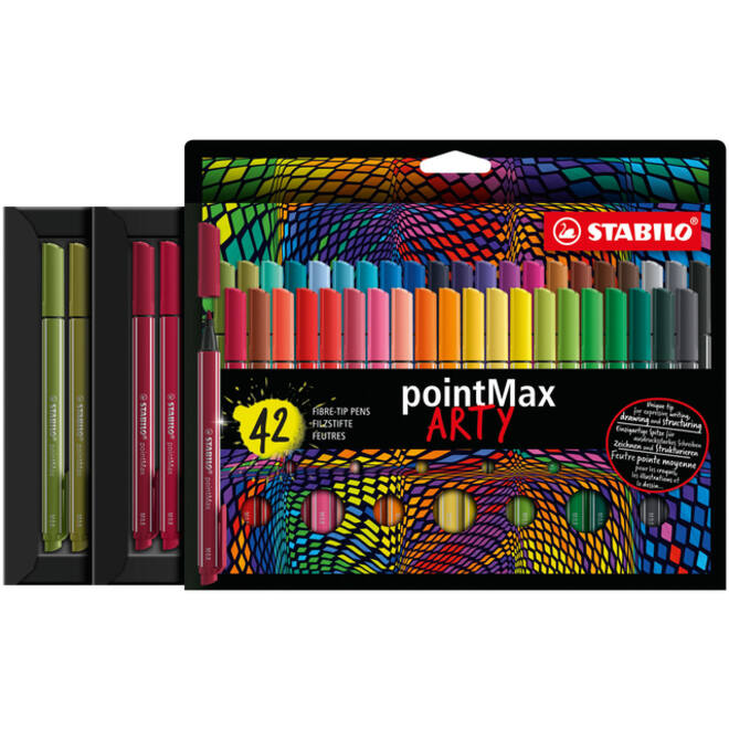 Viltstift STABILO pointMax 488/42 Arty medium assorti etui à 42 stuks