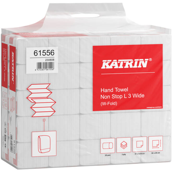Handdoek Katrin W-vouw 3-laags wit 320x240mm