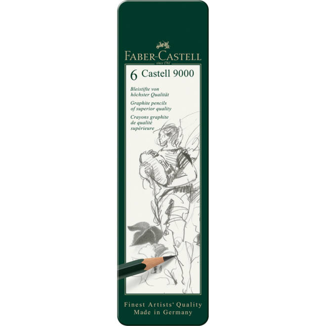 Potlood Faber-Castell Jumbo 9000 6 hardheden in blik