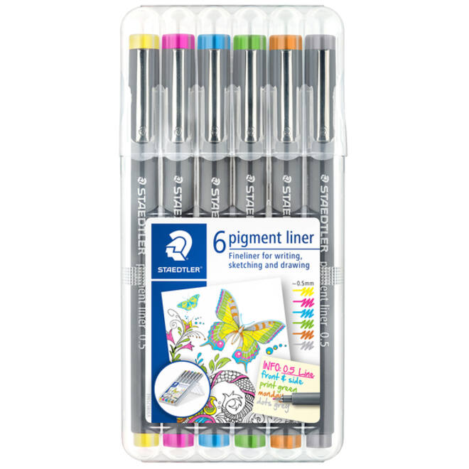Fineliner Staedtler Pigment 308 0,5mm set à 6 kleuren