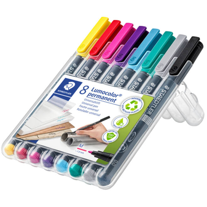 Viltstift Staedtler Lumocolor 317 permanent M set à 8 kleuren