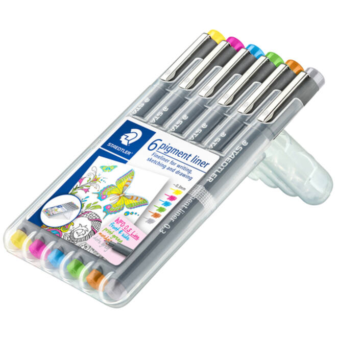 Fineliner Staedtler Pigment 308 0,3mm set à 6 kleuren