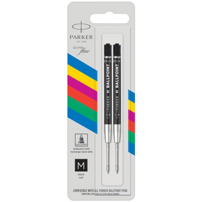 Balpenvulling Parker Economic medium zwart blister à 2 stuks