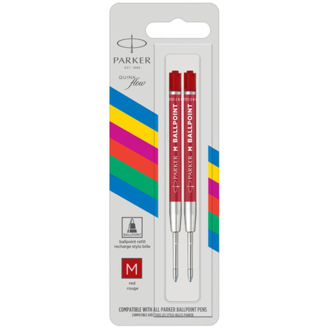 Balpenvulling Parker Economic medium rood blister à 2 stuks