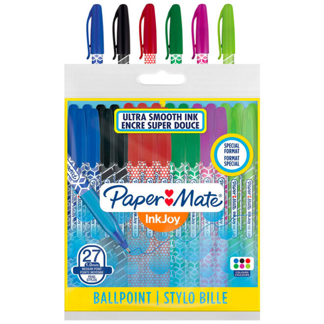 Balpen Paper Mate Inkjoy 100 Wrap set à 6 kleuren 27 stuks
