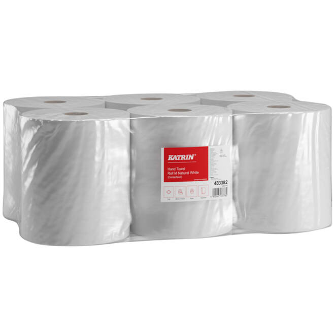 Handdoekrol Katrin centerfeed 1-laags wit medium 300mx178mm