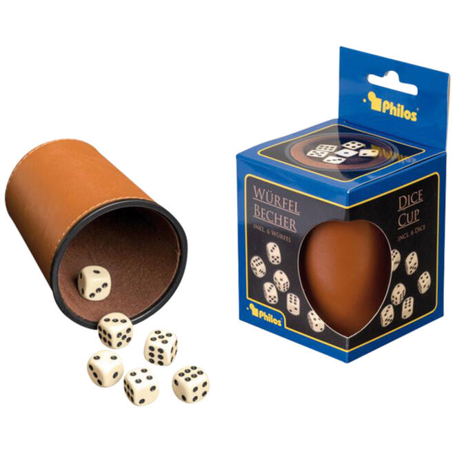 Dobbelbeker Tuckers Fun Factory kunstleer incl 6 dobbelstenen