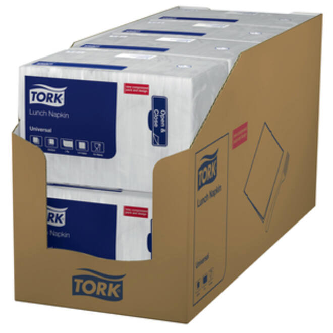 Lunchservet Tork 1-laags 33x33 500st wit 509300