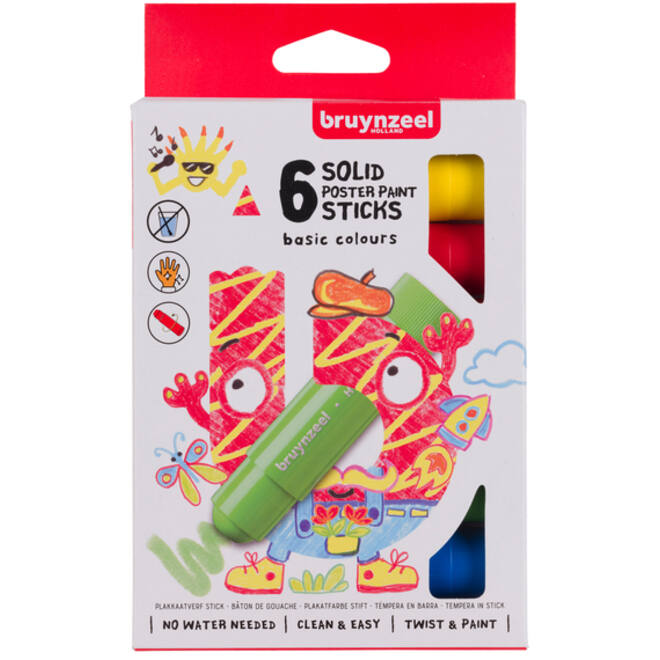 Plakkaatverf sticks Bruynzeel Basic 6 kleuren