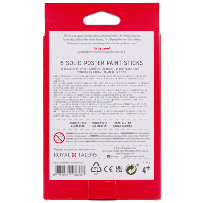 Plakkaatverf sticks Bruynzeel Basic 6 kleuren
