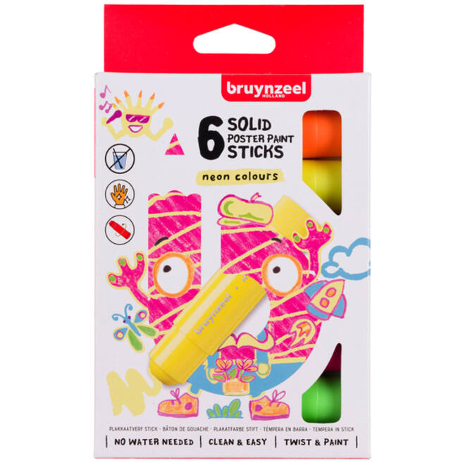 Plakkaatverf sticks Bruynzeel Neon 6 kleuren