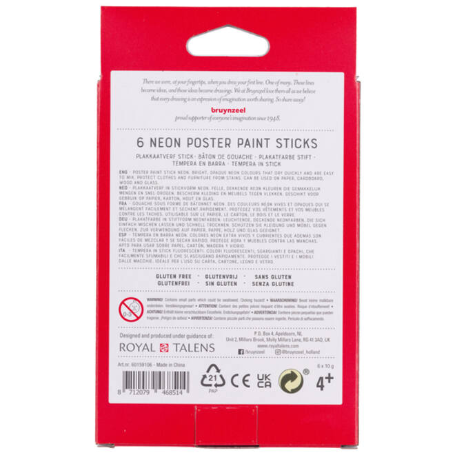 Plakkaatverf sticks Bruynzeel Neon 6 kleuren