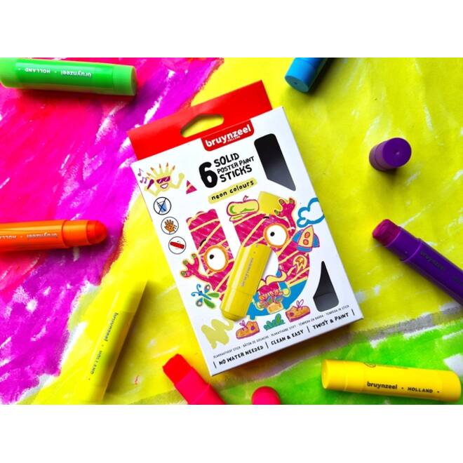 Plakkaatverf sticks Bruynzeel Neon 6 kleuren