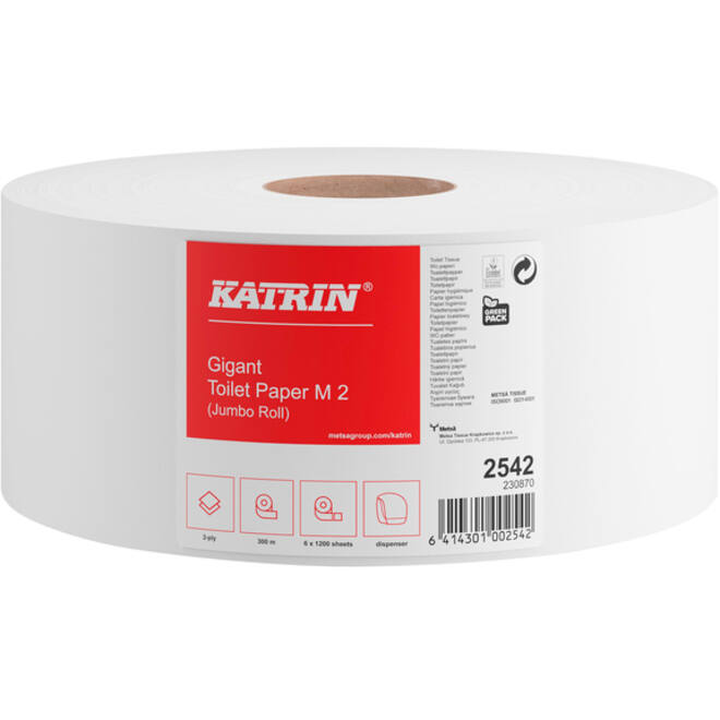 Toiletpapier Katrin Jumbo 2-laags wit 1200vel
