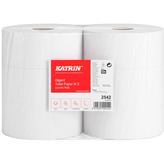Toiletpapier Katrin Jumbo 2-laags wit 1200vel