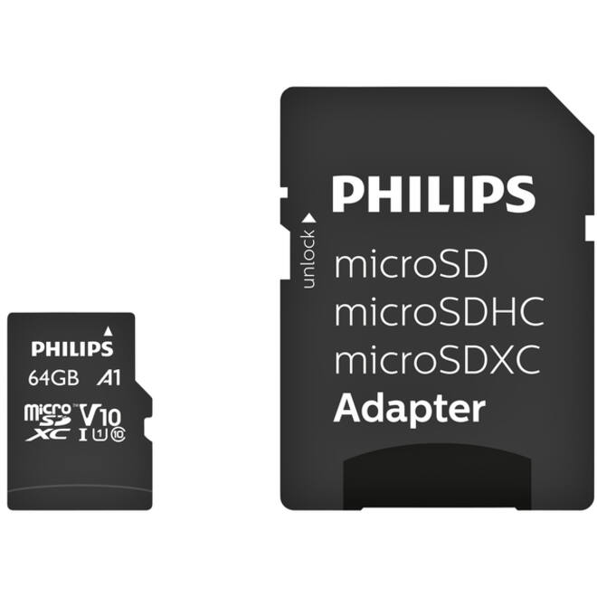 Geheugenkaart Philips micro SDXC Class 10 UHS-I U1 64GB