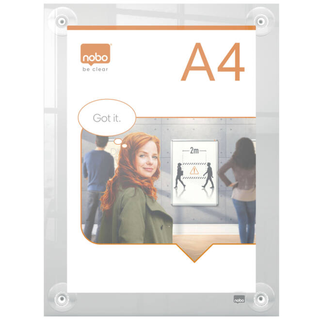 Infobord Nobo Premium Plus A4 acryl wand verplaatsbaar