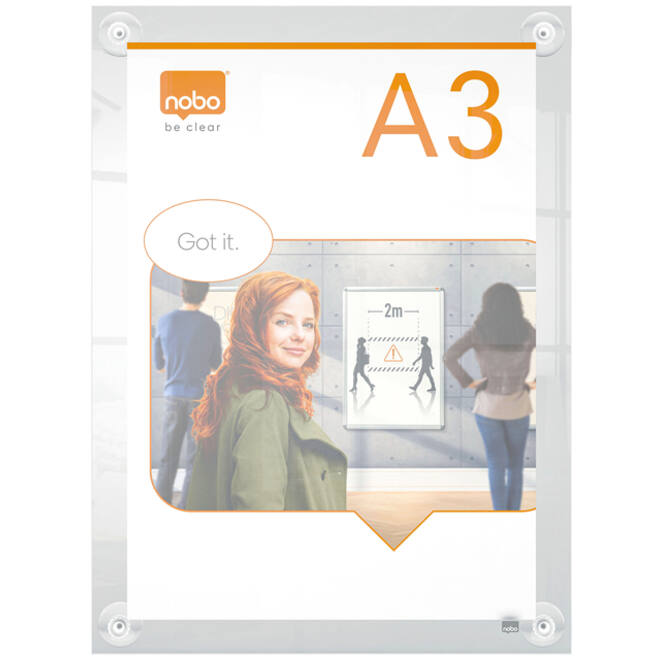 Infobord Nobo Premium Plus A3 acryl wand verplaatsbaar