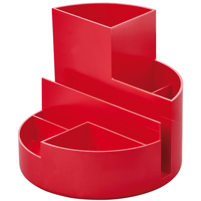 Pennenkoker MAULroundbox Blauwe Engel recycled 6 vaks rood