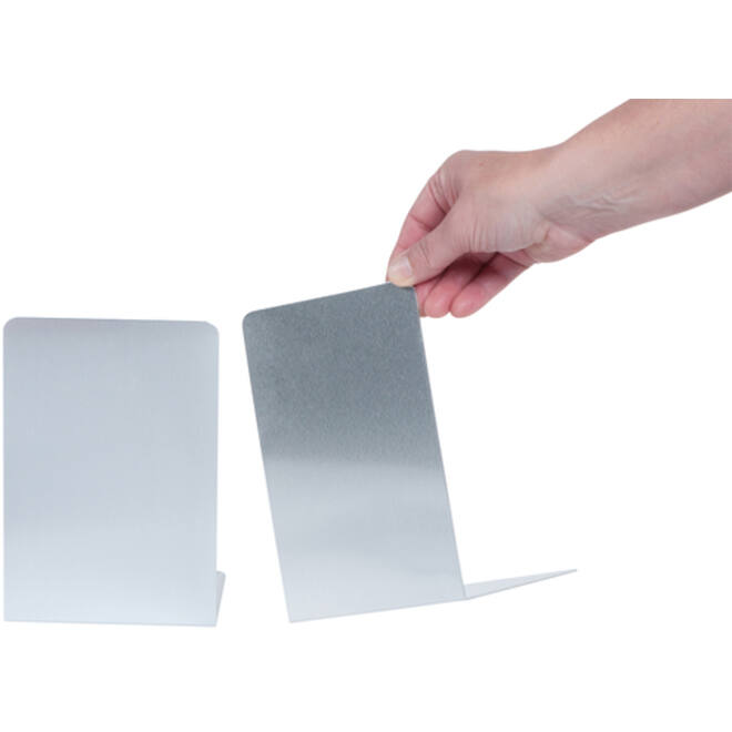 Boekensteun MAUL aluminium 12x12x17.5cm set 2 zilver