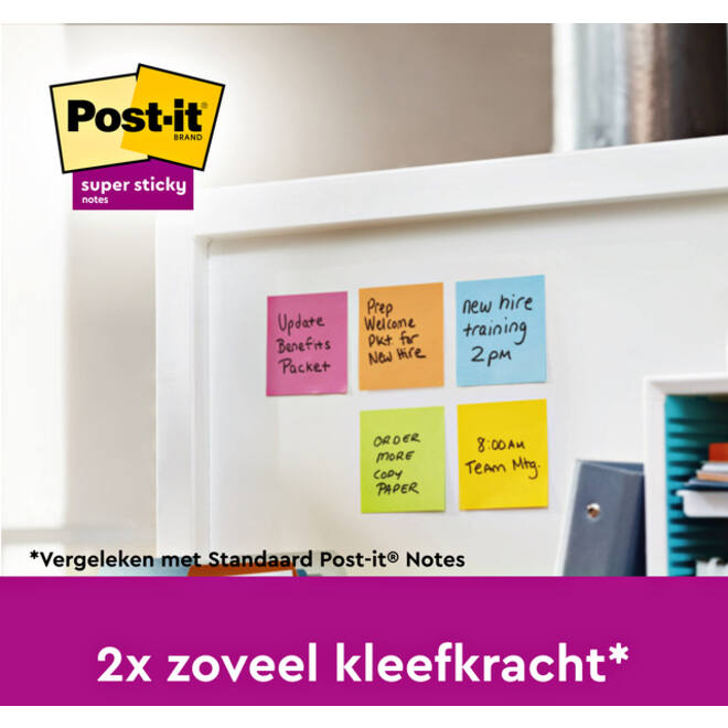 Memoblok Post-it 654 Super Sticky 76x76mm Playful