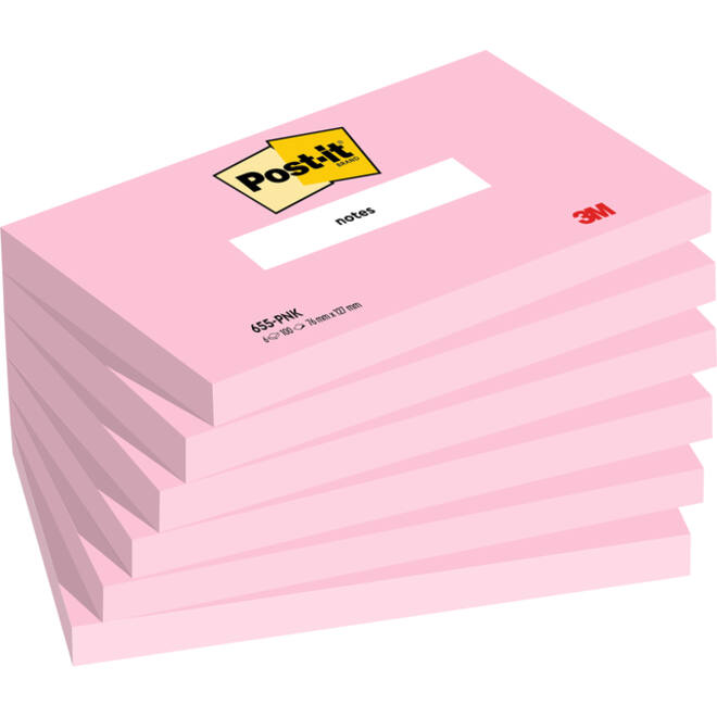 Memoblok Post-it 655 76x127mm gelijnd roze