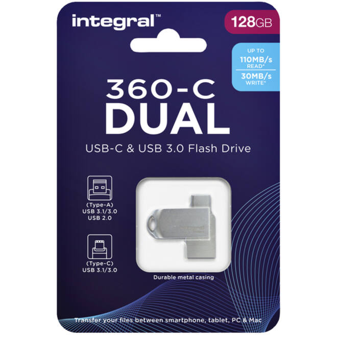 USB-stick Integral 3.0 USB-360-C Dual 128GB