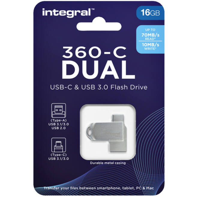 USB-stick Integral 3.0 USB-360-C Dual 16GB
