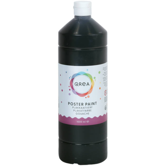 Plakkaatverf Qrea zwart 1000ml